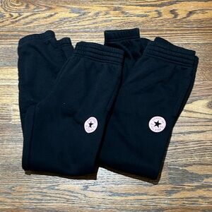 Converse Black Sweatpants with Pink Logo
